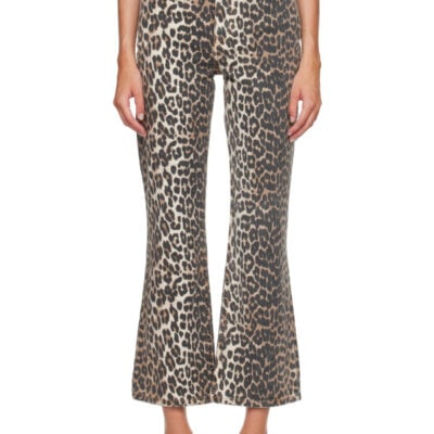 Ganni Beige Betzy Cropped Leopard Print Jeans