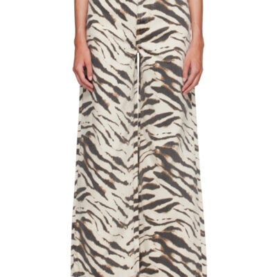 Ganni Beige Lari Wide Zebra Jeans