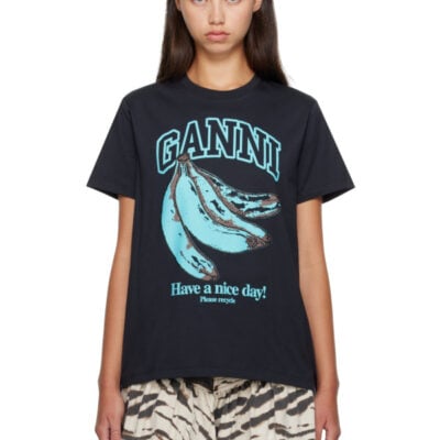 Ganni Black Blue Banana T-shirt