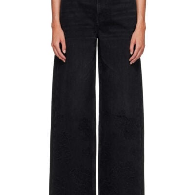 Ganni Black Broderie Anglaise Lari Jeans