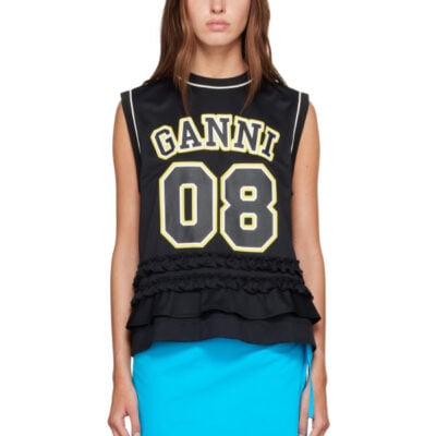 Ganni Black Cycora Oversized Tank Top