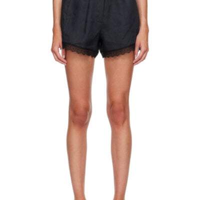 Ganni Black Linen Shorts