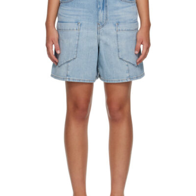 Ganni Blue Lightweight Denim Baggy Cargo Shorts