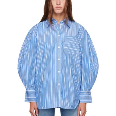Ganni Blue Striped Cotton Shirt