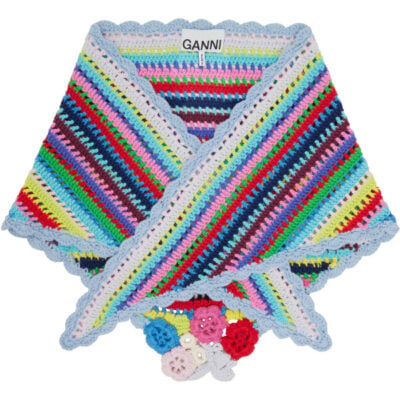 Ganni Multicolor Striped Crochet Scarf