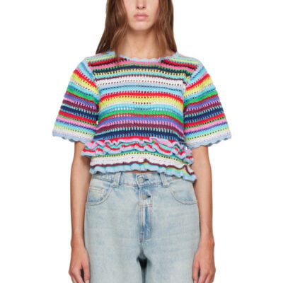 Ganni Multicolor Striped Crochet Sweater