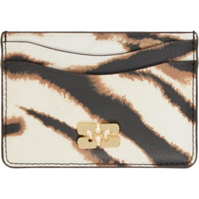 Ganni Off-White & Brown Bou Card Holder