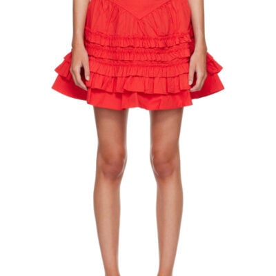 Ganni Red Cotton Miniskirt