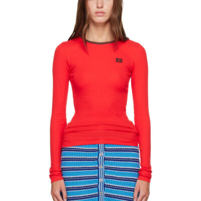 Ganni Red Long-Sleeve T-shirt