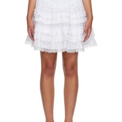 Ganni White Broderie Anglaise Miniskirt