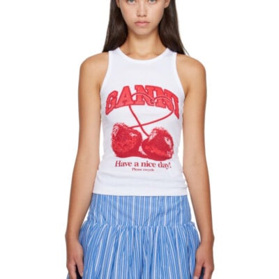 Ganni White Cherry Tank Top