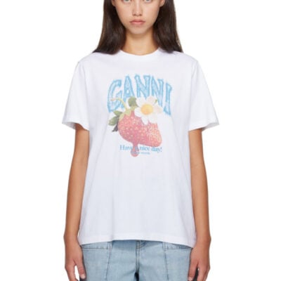 Ganni White Strawberry T-shirt