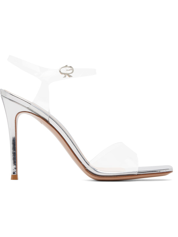 Gianvito Rossi Transparent & Silver Cher Heeled Sandals