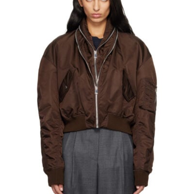 Givenchy Brown Zipped Shawl Collar Bomber Jacket