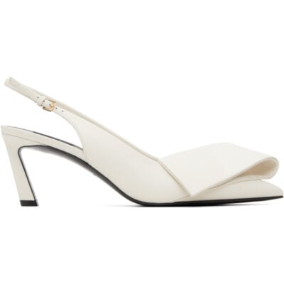 Givenchy White Twisted Ribbon Slingback Heels