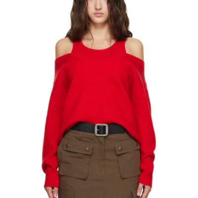 Helmut Lang Red Double-Layer Sweater