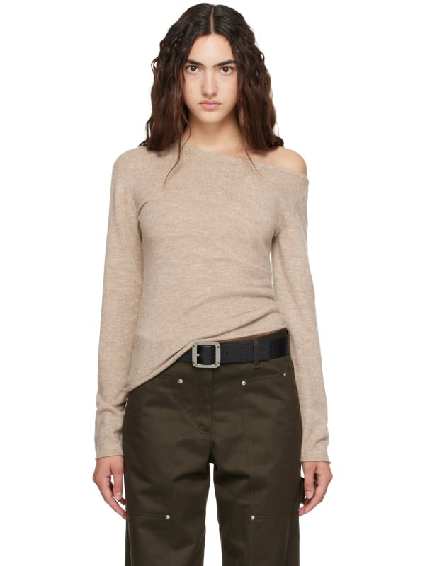 Helmut Lang Taupe Asymmetric Sweater