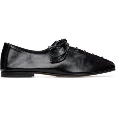 Hereu Black Plegada Crinkled Glossy Flats