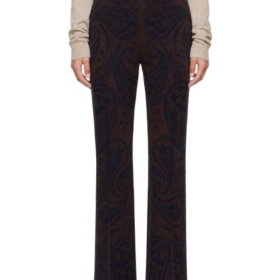 High Sport Brown Cosmic Paisley Kick Trousers