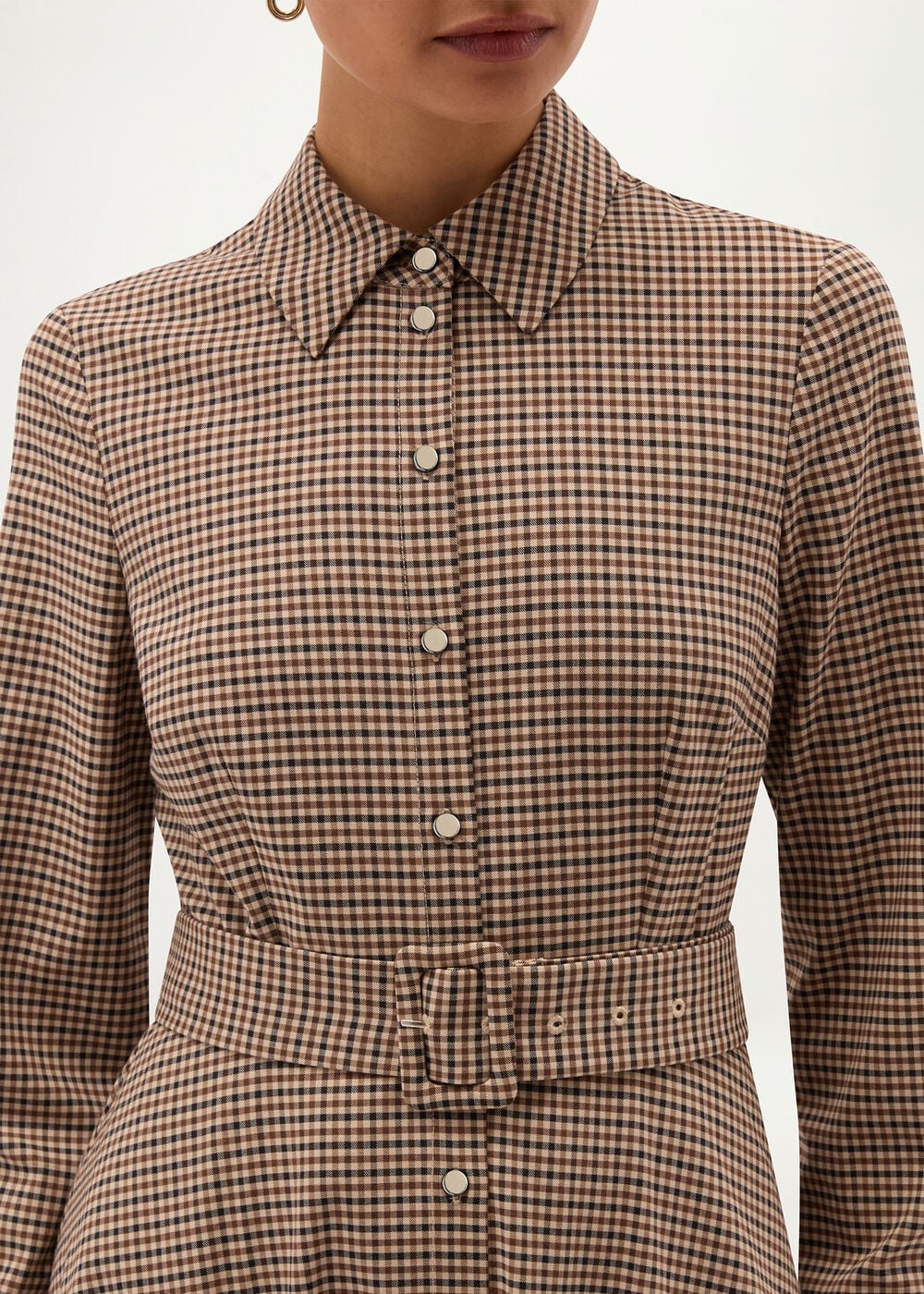 Hobbs Maura Check Belted Dress