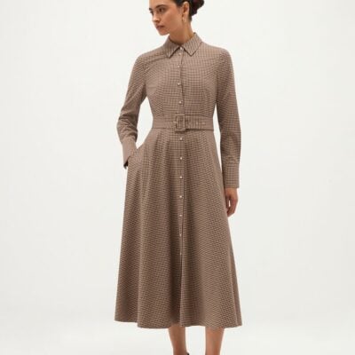 Hobbs Maura Check Belted Dress