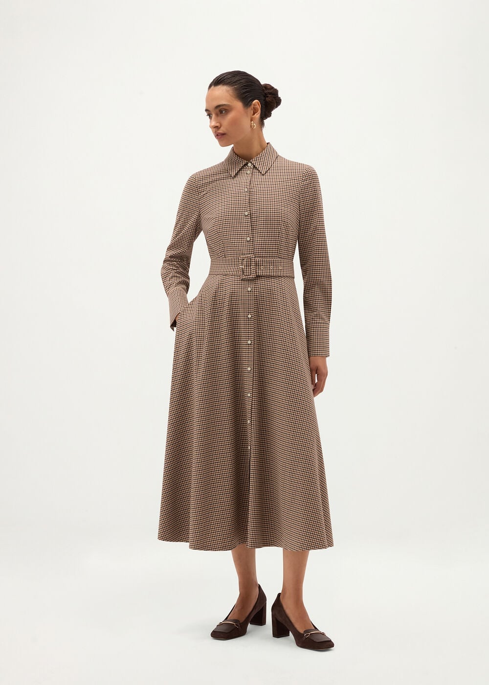Hobbs Maura Check Belted Dress