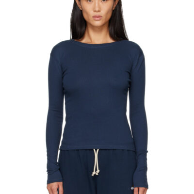 Hommegirls Navy Fruit of the Loom Edition Long Sleeve Slim T-shirt
