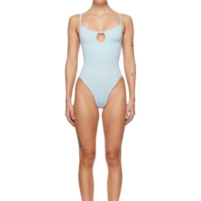 Hunza G Blue Mia Beaded Swimsuit