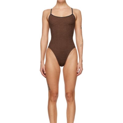 Hunza G Brown Pamela Contrast Swimsuit