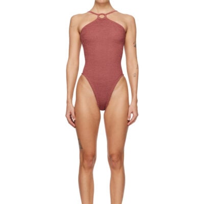 Hunza G Burgundy Jasmine Tonal Hoop Swimsuit