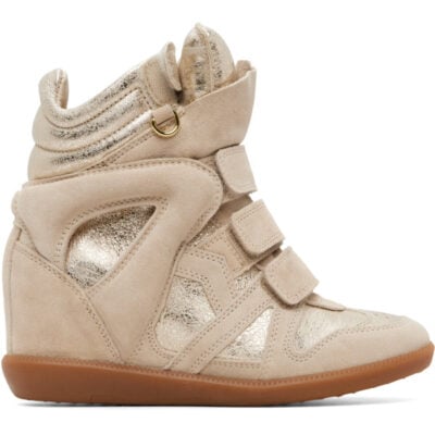 Isabel Marant Beige & Gold Bekett Ring Sneakers