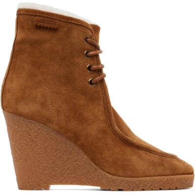 Isabel Marant Tan Cylia Shearling Wedge Boots
