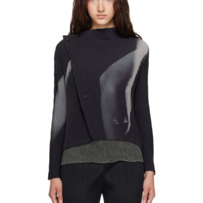 Issey Miyake Black & Gray 'HANDS OF LOVER' Pleats Cardigan