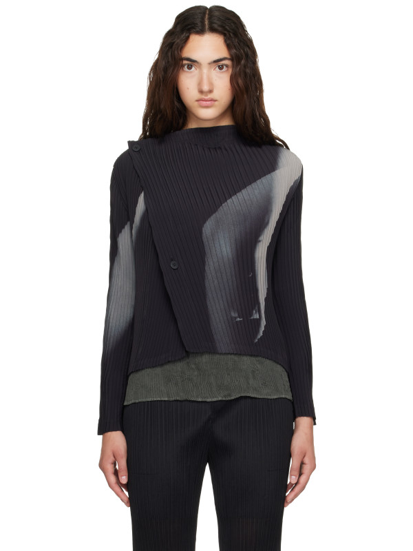 Issey Miyake Black & Gray 'HANDS OF LOVER' Pleats Cardigan
