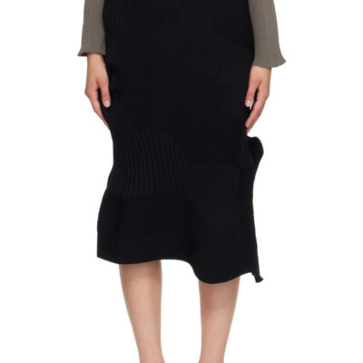 Issey Miyake Black Kone Kone Midi Skirt
