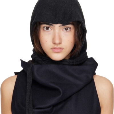 Issey Miyake Black Silk Cashmere Balaclava Cap