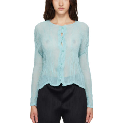 Issey Miyake Blue Chiffon Twist 2 Cardigan