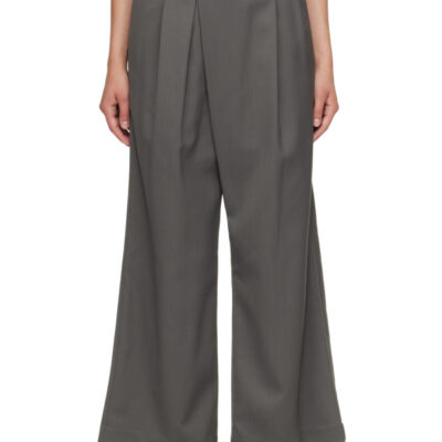 Issey Miyake Gray Lustrous Wool Trousers