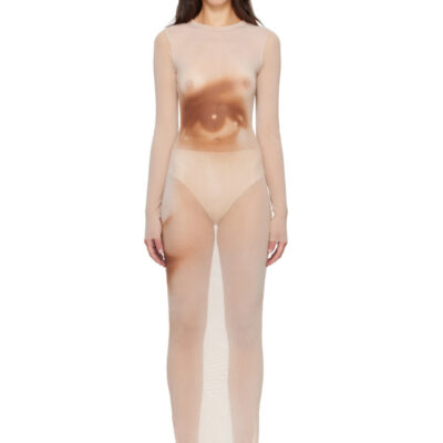 Jean Paul Gaultier Beige 'The Face Long' Maxi Dress