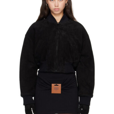 Jean Paul Gaultier Black Suede Leather Bomber Jacket