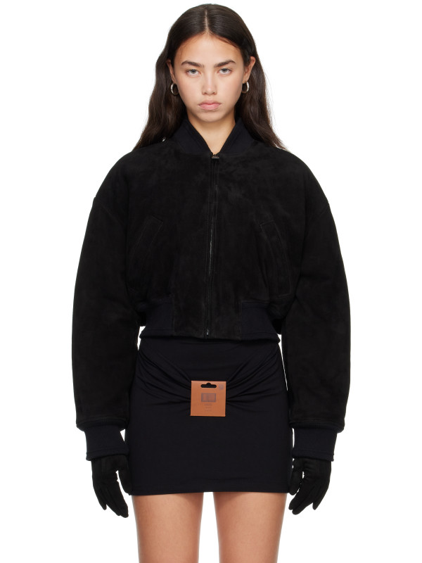 Jean Paul Gaultier Black Suede Leather Bomber Jacket