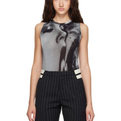 Jean Paul Gaultier Gray 'The Smoking Women' Bodysuit