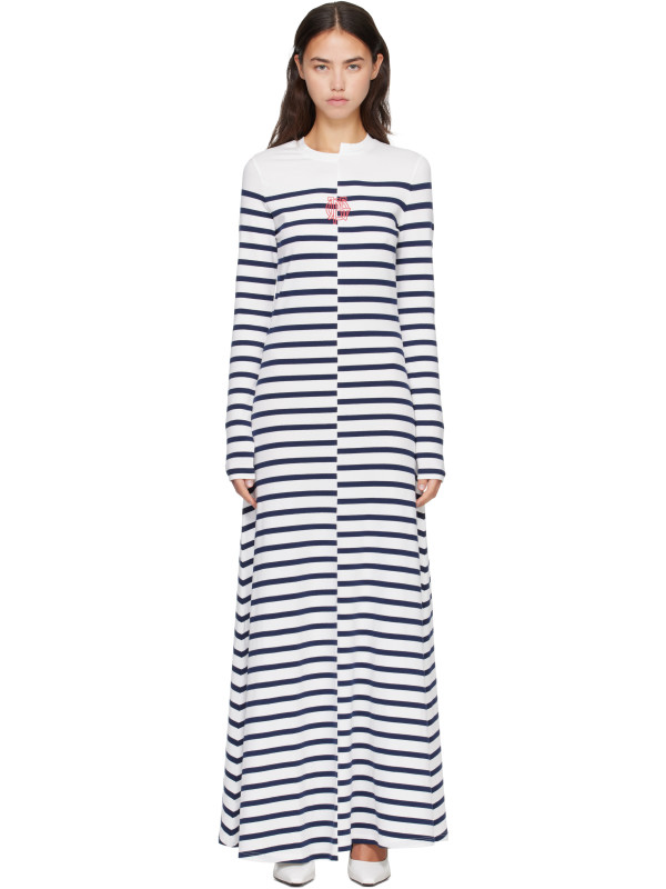 Jean Paul Gaultier White & Navy 'The JPG Long Marinière' Maxi Dress