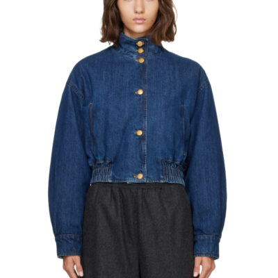 Jil Sander Blue Denim Padded Blouson Jacket