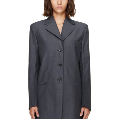 Jil Sander Gray Fil-à-Fil Wool Tailored Blazer