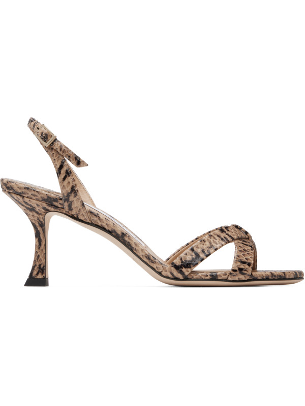 Jimmy Choo Taupe Elsy 70 Kigali Snake Printed Heeled Sandals