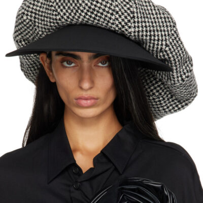 Junya Watanabe Black & White Wool Houndstooth Hat