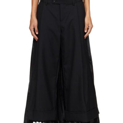 Junya Watanabe Black Wool Skirt Trousers