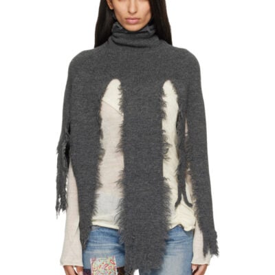 Junya Watanabe Gray Wool Turtleneck Cape