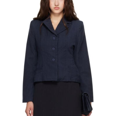 Kanika Agarwal SSENSE Exclusive Navy Structured Wool Blazer